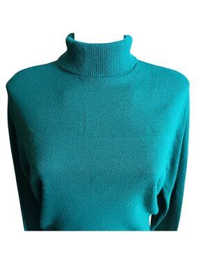 True Vintage Large Turtleneck Sweater 1970's Sweetree Zipback Buttery Green Boho